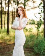 vintage fitted lace elopement dress