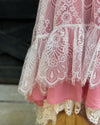 vintage lace blush floral hi low dress