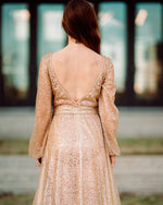 sexy gold wedding reception dress