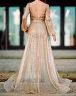 gold wedding reception bodysuit dress