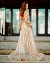 gold sequin boho wedding dress