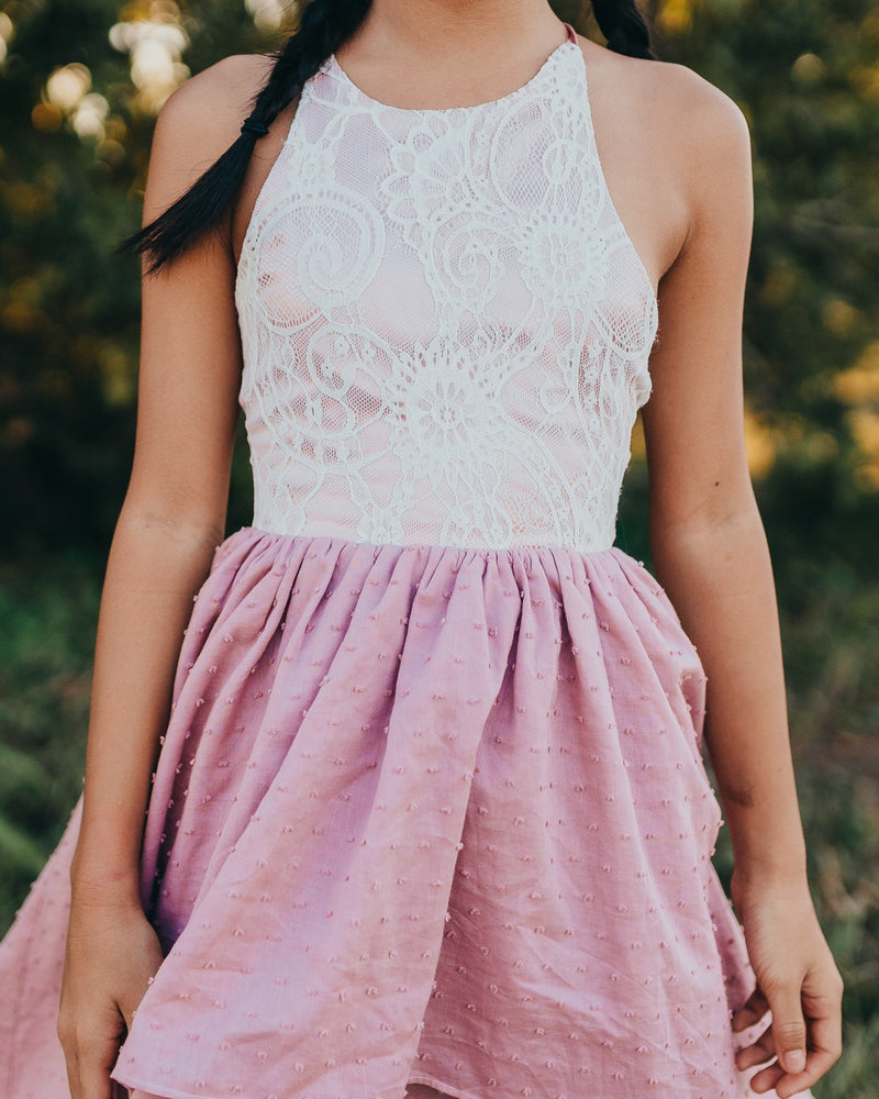 breezy mauve pink dress details