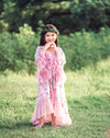 boho chic pink floral twirl dress