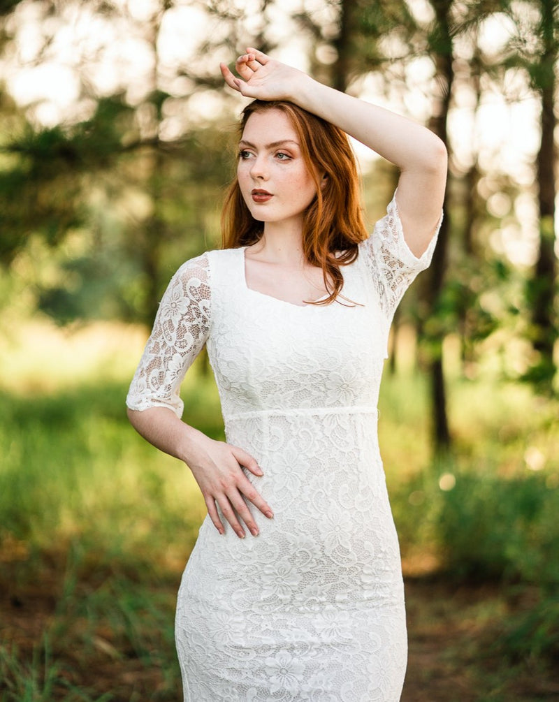 boho fitted lace elopement dress