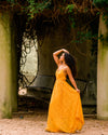 boho mustard lace maxi dress