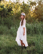 country rustic flower girl high low dress
