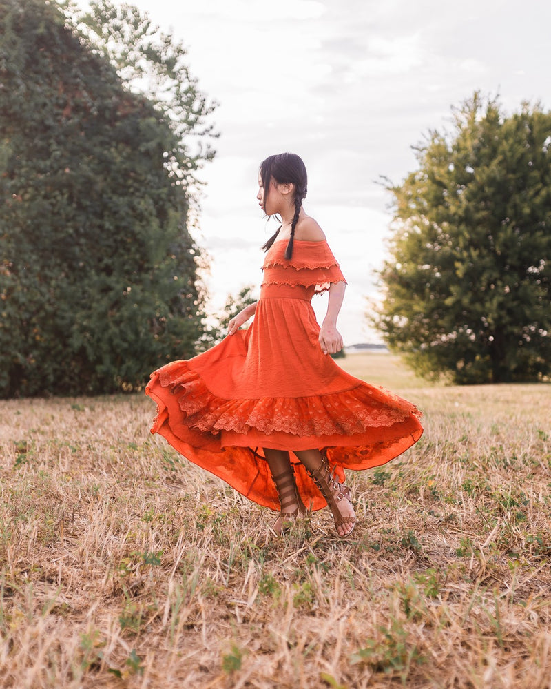 fall flower girl dress sienna orange