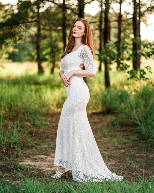 fitted lace elopement dress
