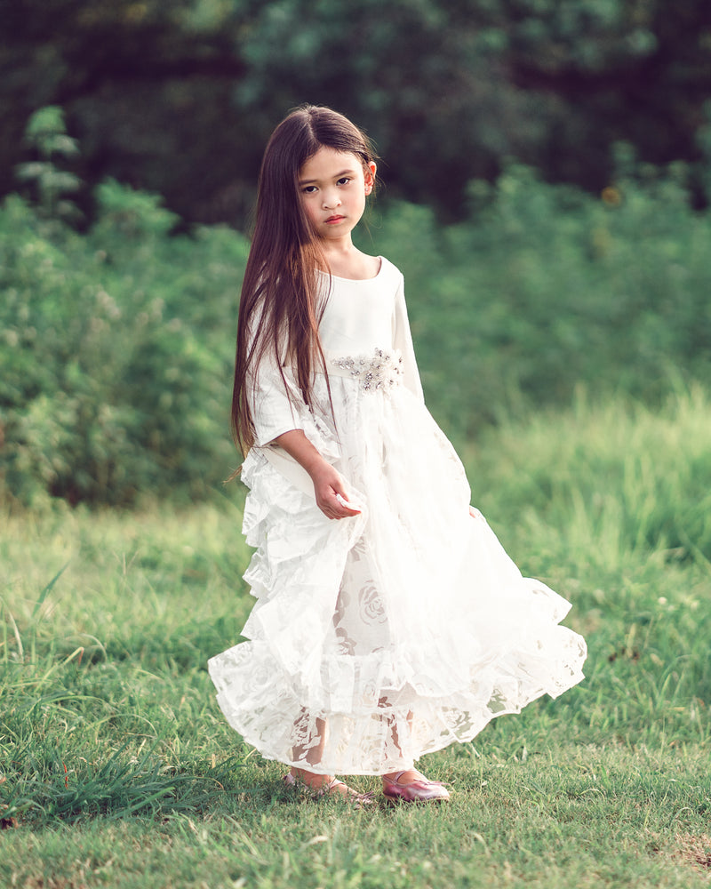 rustic princess flower girl dress